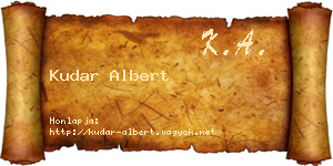 Kudar Albert névjegykártya